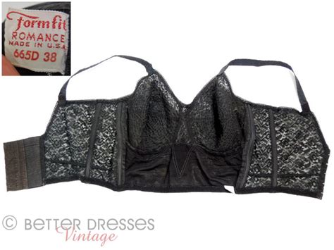 Vintage 1950s Bullet Bra Black Lace Longline Bustier 38d Med Lg