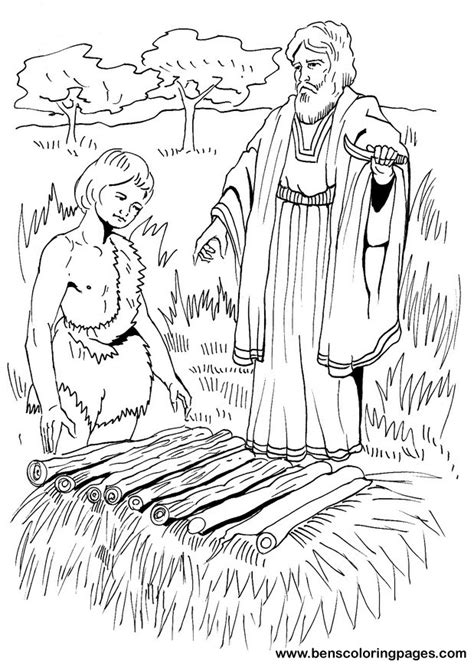 Abraham sacrifices Isaac bible coloring page.