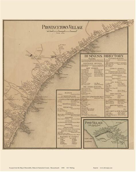 Provincetown Village Massachusetts 1858 Old Town Map Custom Print