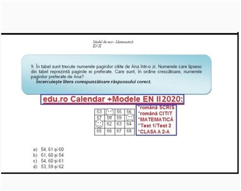 Probele scrise la limba română (22 iunie) și la matematică (24 iunie) din cadrul examenului de evaluare națională încep la ora 09.00. EN II -Evaluarea Nationala 2020 -clasa a 2-a -modele EDU ...