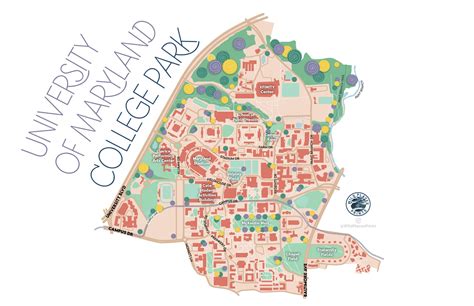 University Of Maryland College Park Campus Map 11x17 Etsy