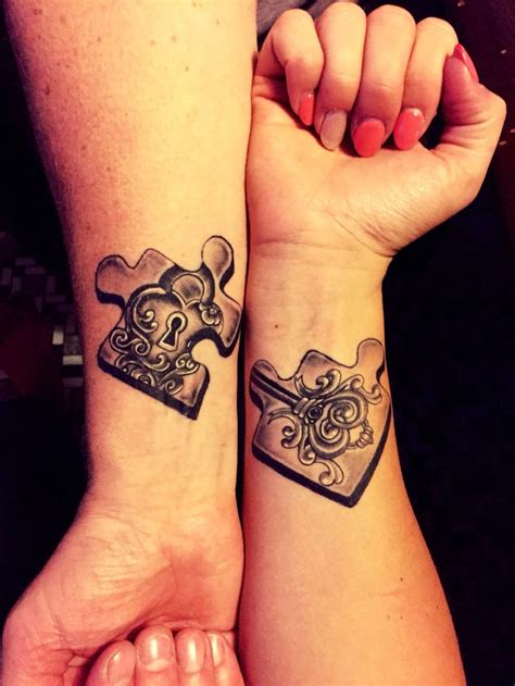 Lock And Key Puzzle Piece Tattoo For Couple Best Couple Tattoos