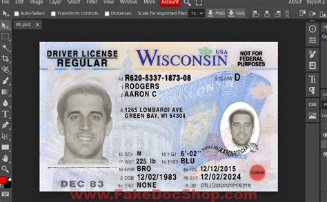 Wisconsin Drivers License Template Fakedocshop