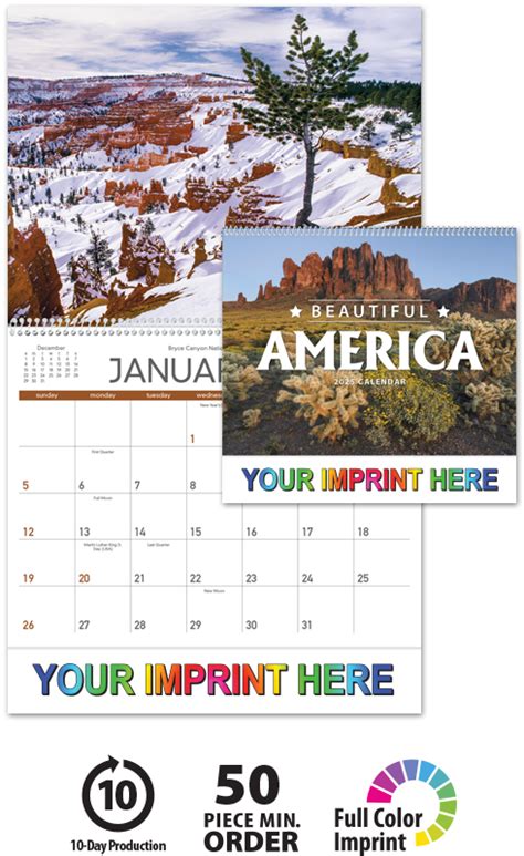 2024 Beautiful America Calendar 1706 11 X 19 Imprinted Spiral