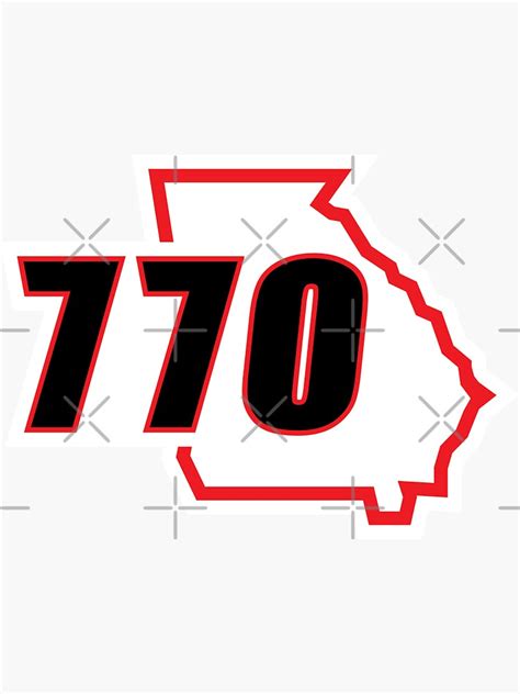 Georgia 770 Area Code In Red And Black Sticker By Sleepylab Redbubble