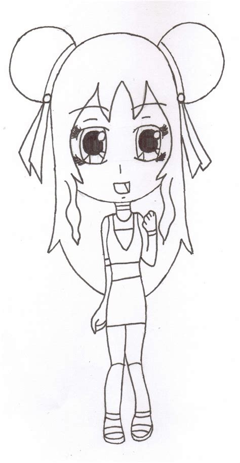 Cutie Chibi Anime Girl Outline By Thebigblackdevil5
