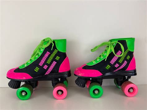 Vintage 90s Retro Roller Skates Black Neon Green And Etsy Australia
