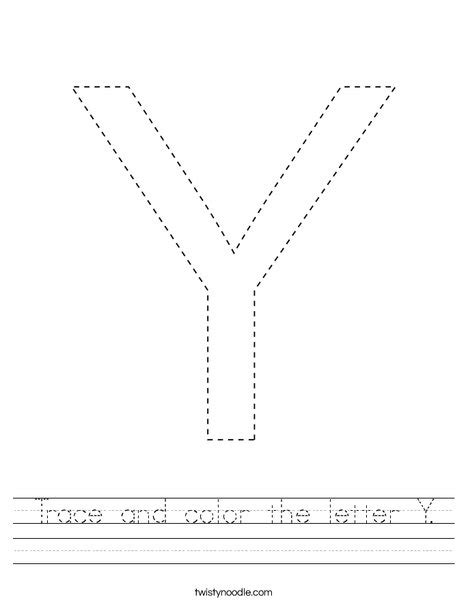 Trace and color the letter Y Worksheet  Twisty Noodle