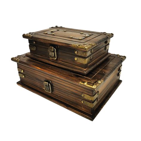 Solid Wood Book Box Set, Set of 2 | Boxman