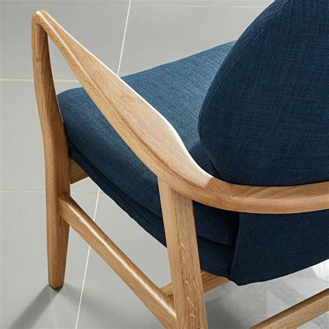 It's super solid with lovely dark timber legs, and has warm woollen coffee striped upholstery. Franz Solid Oak Armchair - Midnight Blue Fabric - Danish ...