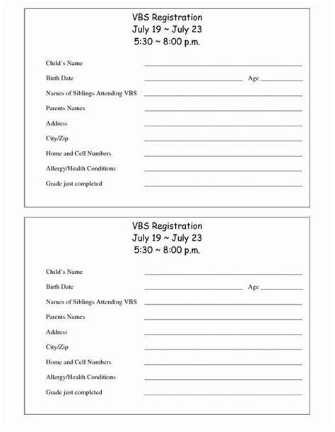 Camp Registration Form Template Word Best Of Printable Vbs Registration