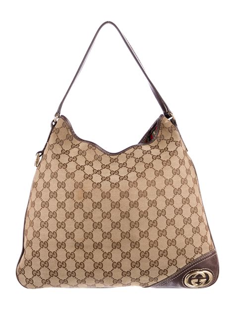 Gucci Gg Canvas Large Horsebit Hobo Brown Hobos Handbags Guc227611