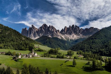 Hd Wallpaper Italy South Tyrol Val Di Funes Sky Clouds Church Temple