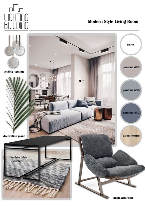 Modern Style Living Roommoodboard Дизайн интерьера Стили гостиной
