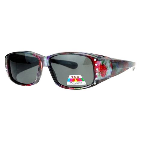 Sa106 Rhinestone Womens Floral Fitover Otg 57mm Sunglasses Purple Sunglasses