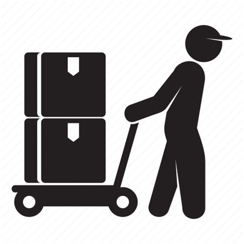 Box Delivery Trolley Warehouse Worker Icon
