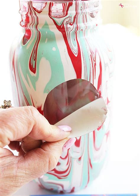 Valentine Mason Jar With Marbled Paint Easy Valentines Day Craft