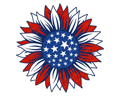 Patriotic Sunflower Svg American Flag Svg American Flag Sunflower Svg