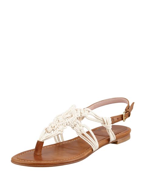 Lyst Stuart Weitzman Corded Thong Flat Sandal Saddl In Natural