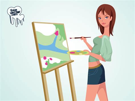 Painting Girl Vector Art And Graphics