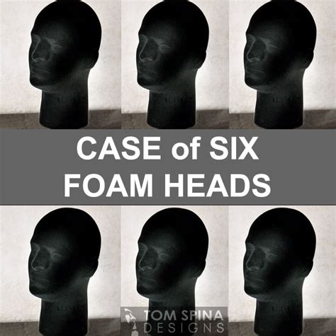 Case Of 6 Black Flocked Styrofoam Male Display Heads Tom Spina