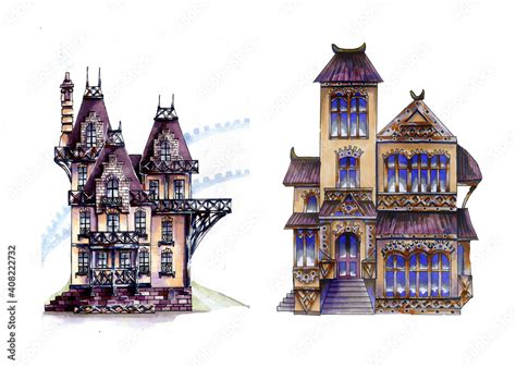 ภาพประกอบสต็อก Steampunk Architecture Steampunk House With Mechanical