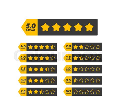 Five Golden Star Review Rate Customer Feedback Stock Vector Colourbox