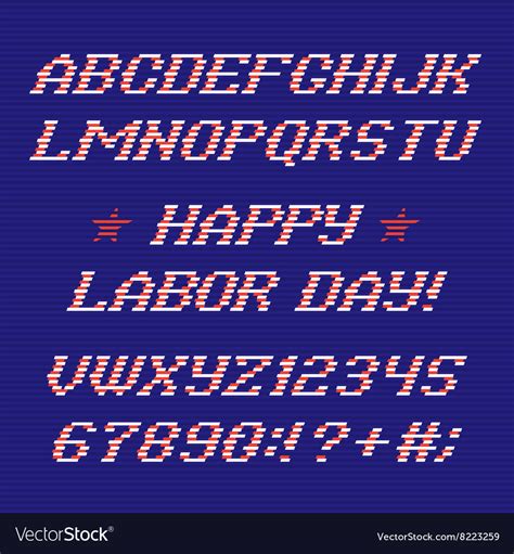 Happy Labor Day Font And Numbers Royalty Free Vector Image