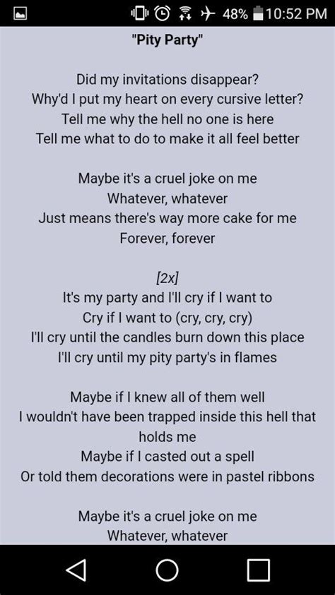 Pity Party Melanie Martinez Lyrics Party Lyrics Party Songs Mealine