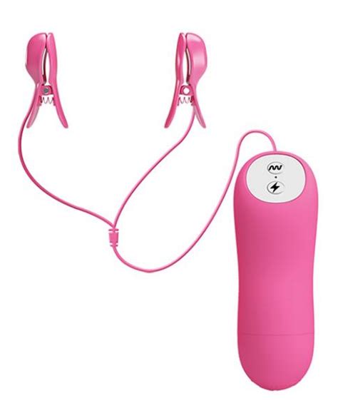 Romantic Wave Electro Shock Vibrating Nipple Clamps Pink On Pleasures Sexy Adult Toys And Apparel