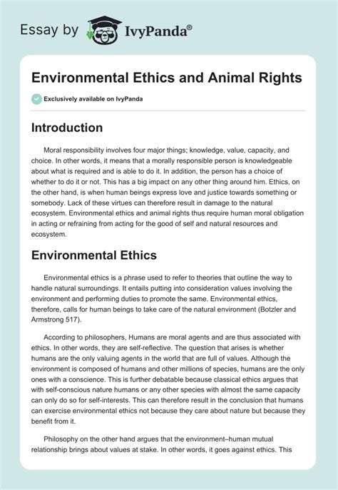 Environmental Ethics And Animal Rights 586 Words Essay Example