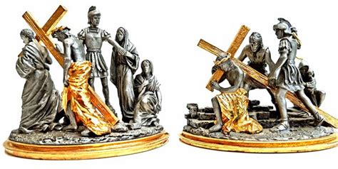 The Stations Of The Cross Fine Handcrafted Pewter Statues With 24
