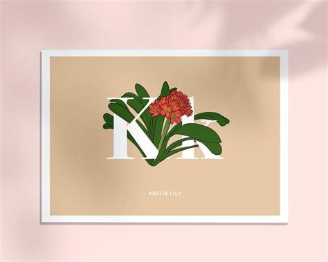 Letter K Botanical Illustration Digital Download Posters Etsy