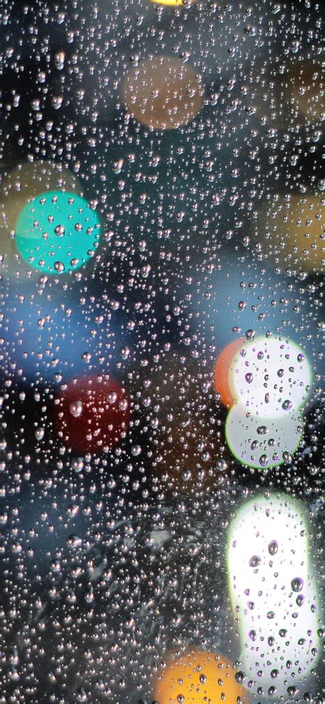 Rainy Day Drops On Glass Lights Bokeh 5k Iphone 11 Wallpapers Free Download