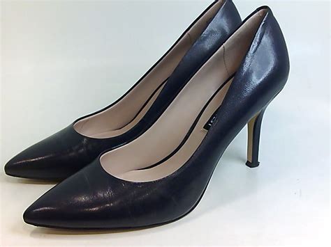 Nine West Womens Flax Leather Pointed Toe Classic Pumps Black Leather Size 85 Ebay