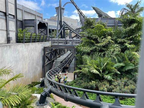 Photos Video Construction Walls Removed Around Jurassic World Velocicoaster In Universals