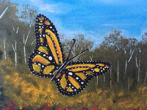 Butterfly Paintings Original Oil Painting On Canvas Small Etsy Uk