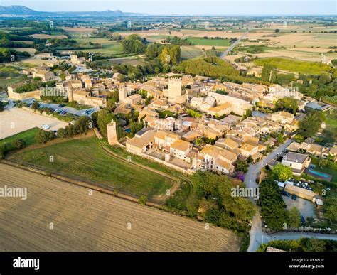 Aerial View Of The Medieval Town Of Peratallada In The Province Of