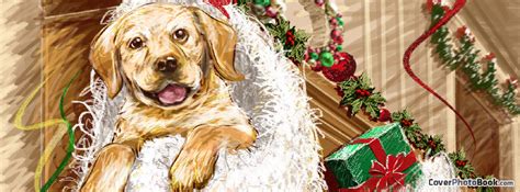 Draw a second circle, not touching the first. Christmas Dog Cartoon Drawing Facebook Cover - Holidays