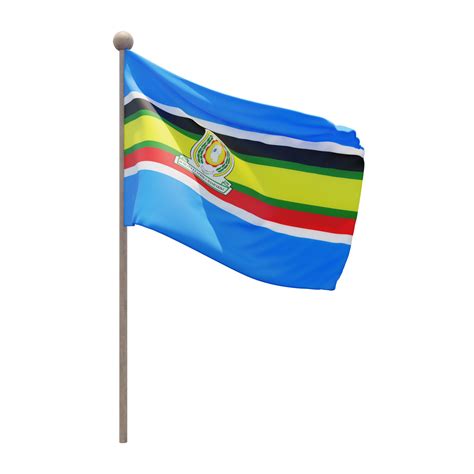 Free East African Community 3d Illustration Flag On Pole Wood Flagpole