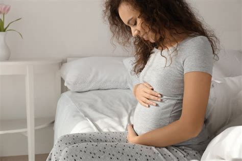 Morning Of Beautiful Pregnant African American Woman In Bedroom Stock Image Image Of Beauty