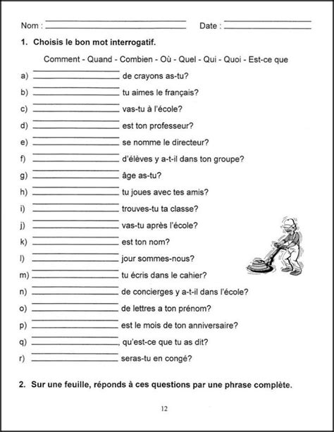 Grade 3 French Worksheets French Worksheets French