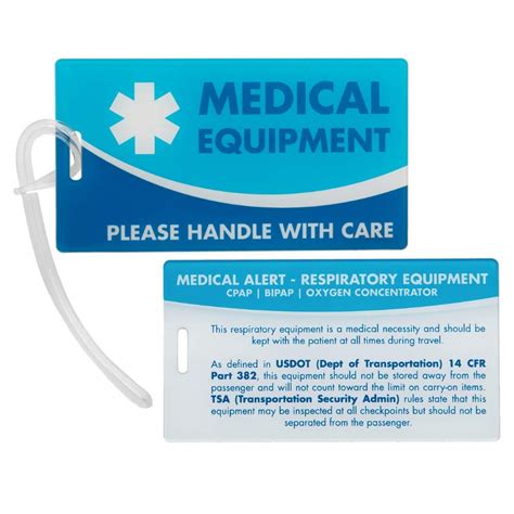 Medical Equipment Id Identification Luggage Tags Medical Alert