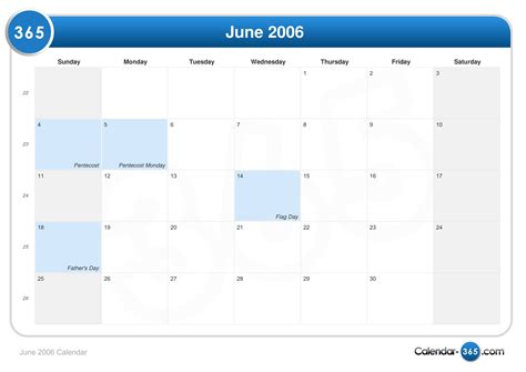 June 2006 Calendar