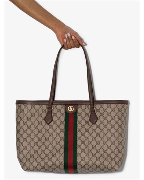 Gucci Canvas Medium Ophidia Gg Tote Bag In Brown Lyst