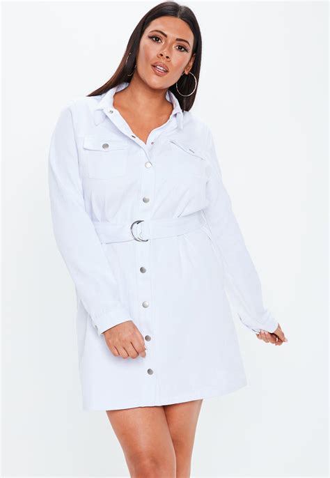 Lyst Missguided Plus Size White Button Through Utility Belted Shirt