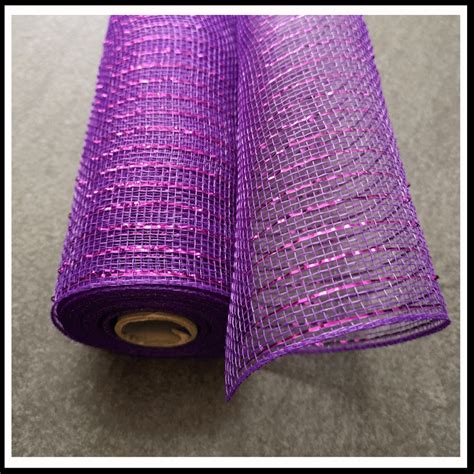 10 Inch Deco Mesh Roll Purple Metallic