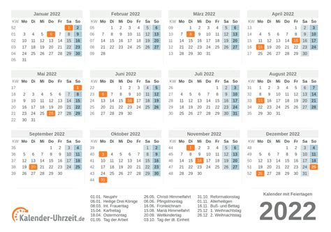 Kalender 2022 Zum Ausdrucken Pdf