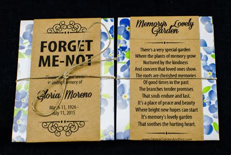 Personalized Memorial Forget Me Not Seed Packets With Blue Etsy In