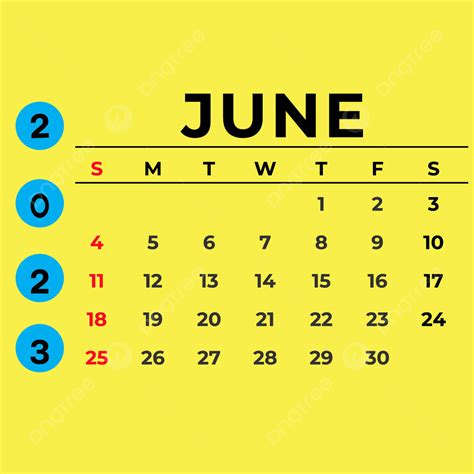 Gambar Vektor Kalender Bulan Juni 2023 Templat Untuk Unduh Gratis Di